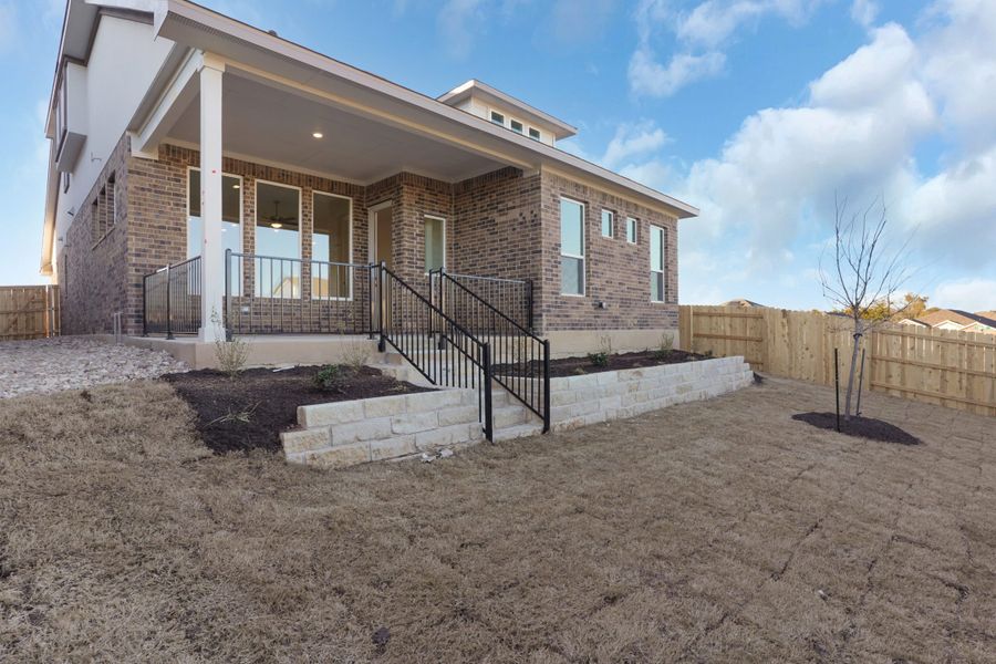 Exterior details and patio area of a home in The Grove at Blackhawk, Pflugerville (Image 35). Exterior details and patio area of a home in The Grove at Blackhawk, Pflugerville (Image 35).