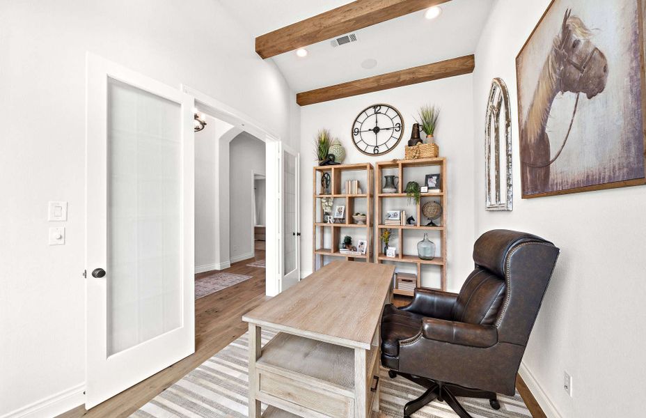 Representative furnished interior of a home built from the 3546 by Ravenna Homes in The Woodlands Hills 65′, Willis (Image 7).