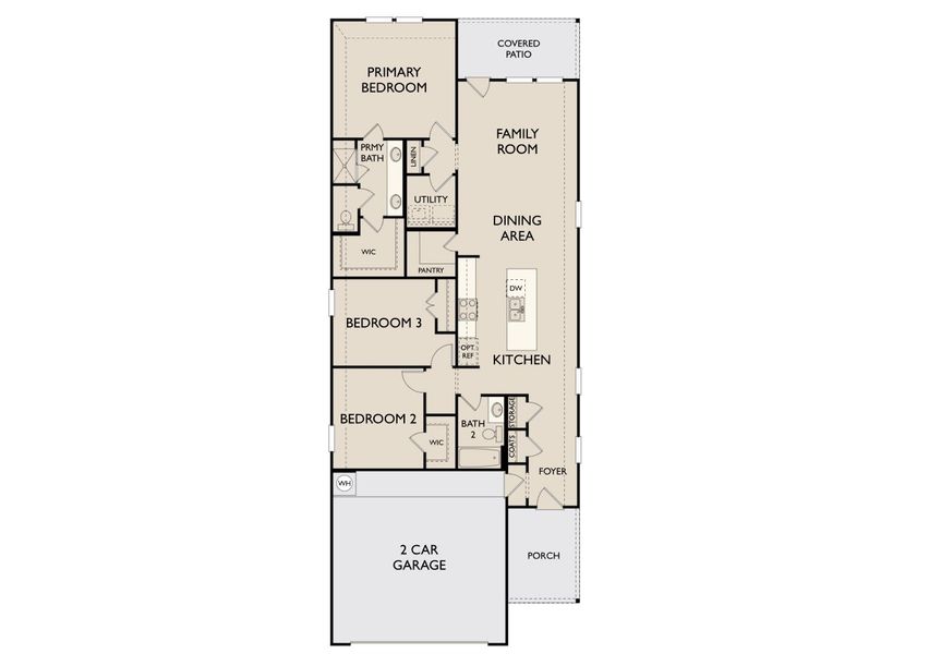 2D floor plan layout of this home in Creekview Fossil Ridge, Pilot Point, TX (Image 3).
