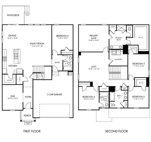 2D floor plan layout for the Johnson by Meritage Homes in Woodmont, Smyrna, TN (Image 3). 2D floor plan layout for the Johnson by Meritage Homes in Woodmont, Smyrna, TN (Image 3).