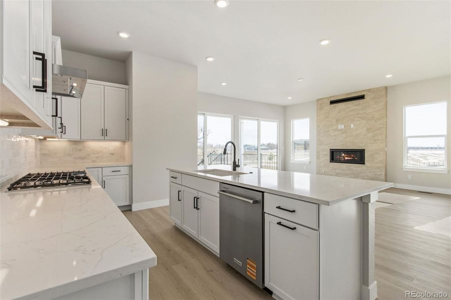 Furnished interior view inside a new home in Kitchel Lake at Serratoga Falls, Timnath (Image 6).