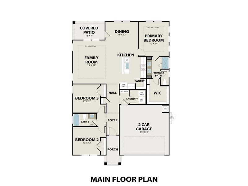 2D floor plan layout for the The Glen A by Davidson Homes LLC in Meadow Ridge Estates, Josephine, TX (Image 3). 2D floor plan layout for the The Glen A by Davidson Homes LLC in Meadow Ridge Estates, Josephine, TX (Image 3).
