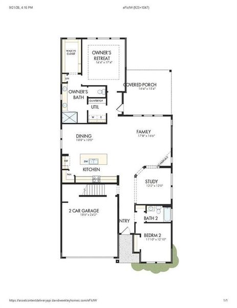 2D floor plan layout of this home in Crescent Pointe at Great Sky, Canton, GA (Image 4).