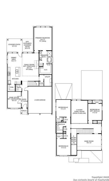 2D floor plan layout of this home in Homestead 55', Schertz, TX (Image 2). 2D floor plan layout of this home in Homestead 55', Schertz, TX (Image 2).