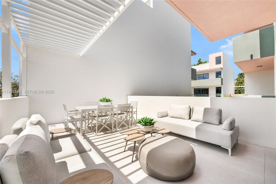 Exterior details and patio area of a home in , Miami (Image 17). Exterior details and patio area of a home in , Miami (Image 17).