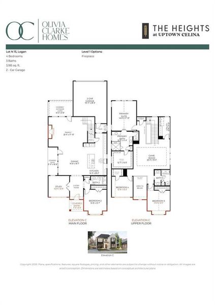 2D floor plan layout of this home in The Heights at Uptown Celina, Celina, TX (Image 4). 2D floor plan layout of this home in The Heights at Uptown Celina, Celina, TX (Image 4).