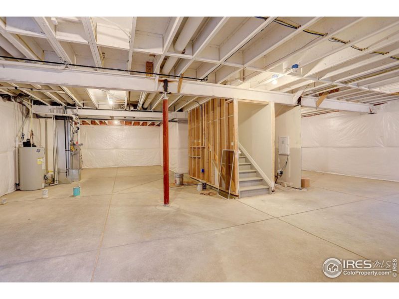 Full basement with roughed-in plumbing