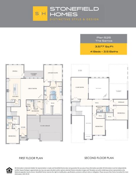 2D floor plan layout for the Samoa by Stonefield Homes in Rio Vista at Kelly Ranch, Aledo, TX (Image 5).