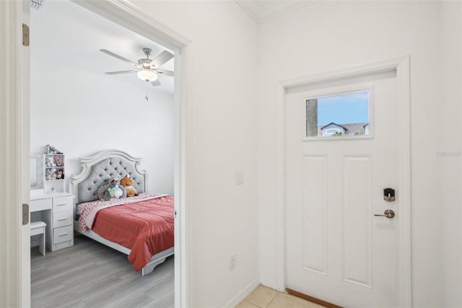 Inside front door with view of guest bedroom. Inside front door with view of guest bedroom.