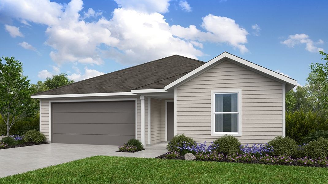 Representative exterior photo of a completed home built from the Finch by Taylor Morrison in Longview 50s, Del Valle, TX (Image 14).