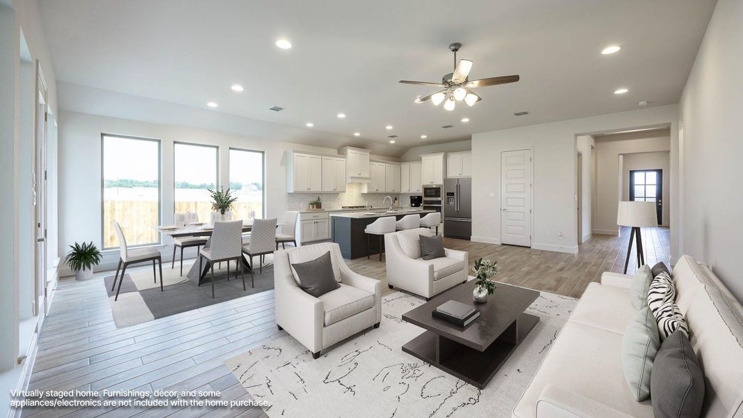 Furnished interior view inside a new home in Santa Rita Ranch - Tierra Rosa, Liberty Hill (Image 10). Furnished interior view inside a new home in Santa Rita Ranch - Tierra Rosa, Liberty Hill (Image 10).