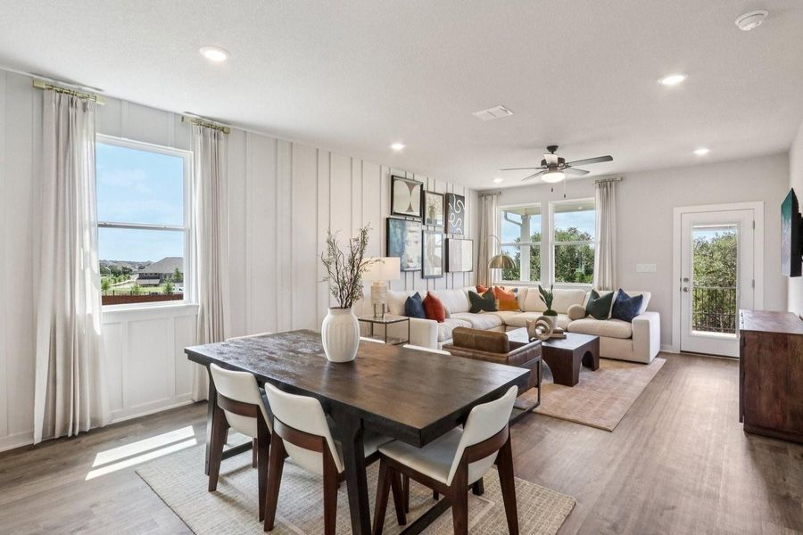 Furnished interior view inside a new home in Stallion Run, Buda (Image 10).