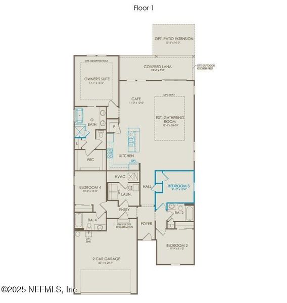 2D floor plan layout of this home in Westerly Park at Wildlight, Yulee, FL (Image 3).