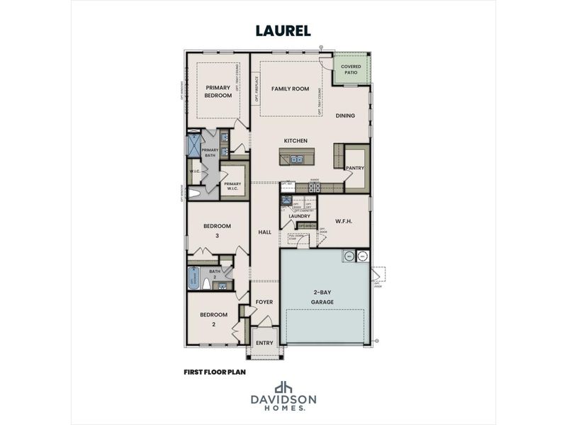 2D floor plan layout for the The Laurel J by Davidson Homes LLC in Bailey Park, Fayetteville, TN (Image 5).