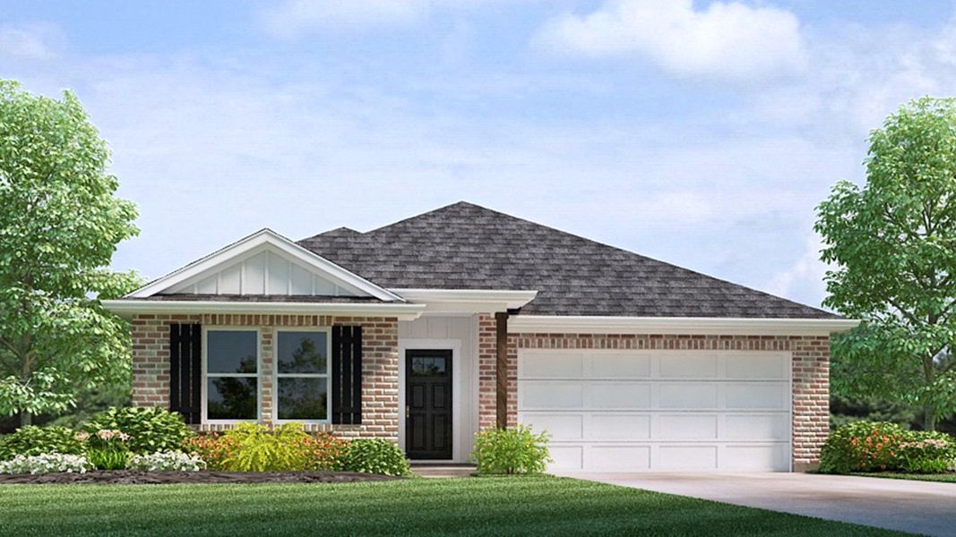 Front exterior of a new home in Huntington Estates, Millington, TN, highlighting curb appeal (Image 1). Front exterior of a new home in Huntington Estates, Millington, TN, highlighting curb appeal (Image 1).