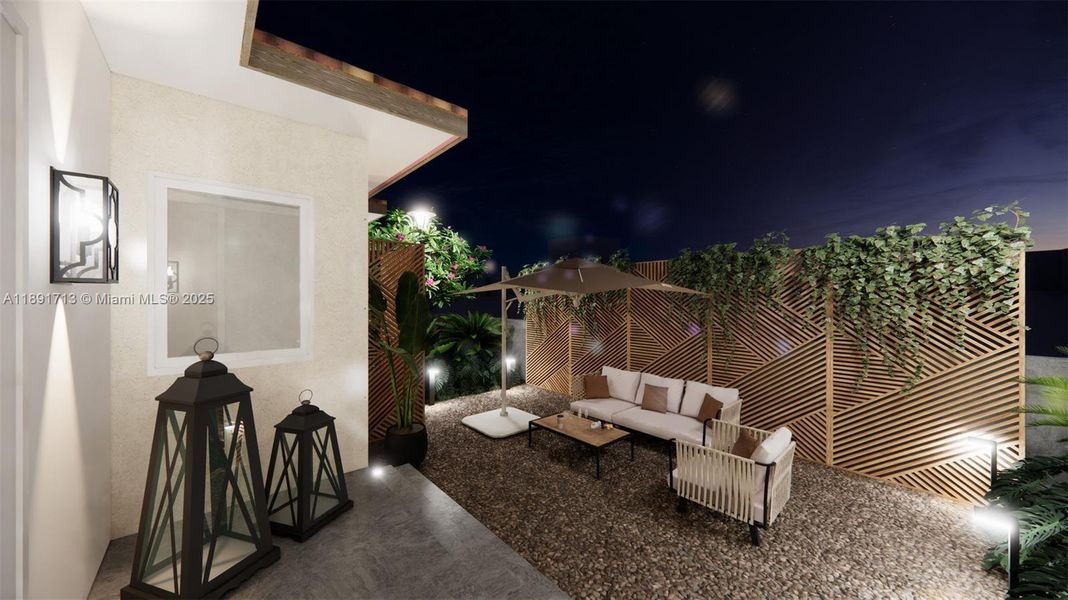 Exterior details and patio area of a home in , Miami Shores (Image 4). Exterior details and patio area of a home in , Miami Shores (Image 4).