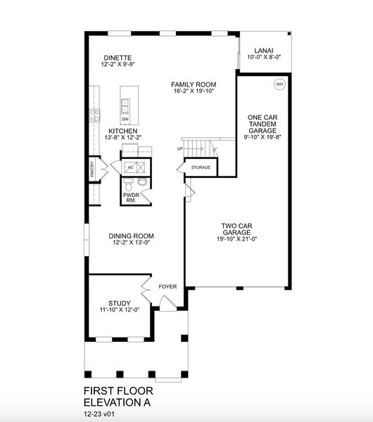 2D floor plan layout for the Winterset by Ryan Homes in The Palms at Venetian Bay, New Smyrna Beach, FL (Image 1).