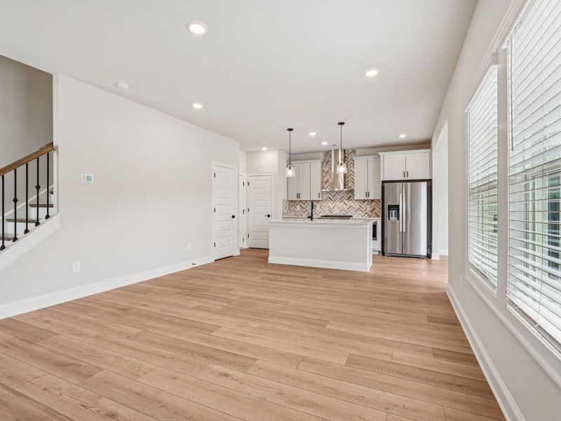 The Dallas Basement floorplan with the Modern Rustic Harbor interior package.