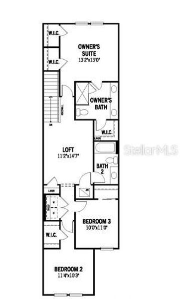 2D floor plan layout of this home in Bloomingdale Townes, Brandon, FL (Image 3).