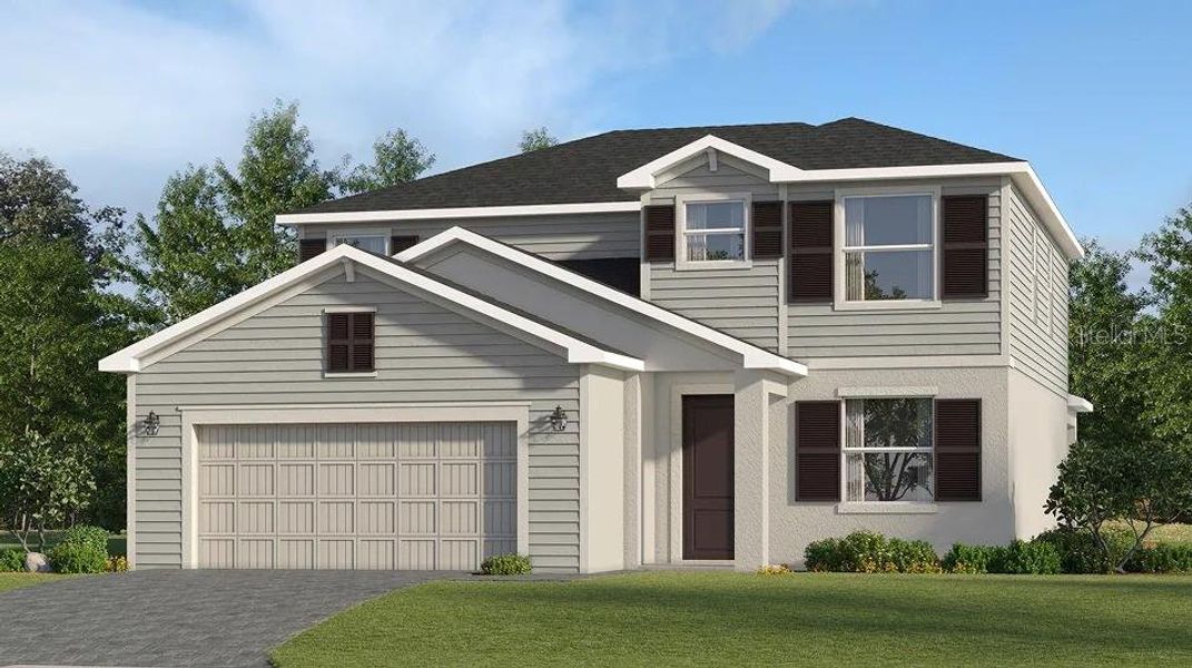 Front exterior of a new home in Lennar at Turnleaf: Executive Homes, Punta Gorda, FL, highlighting curb appeal (Image 1).