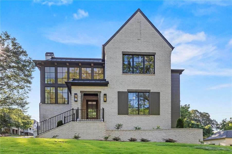 Front exterior of a new home in , Roswell, GA, highlighting curb appeal (Image 23). Front exterior of a new home in , Roswell, GA, highlighting curb appeal (Image 23).