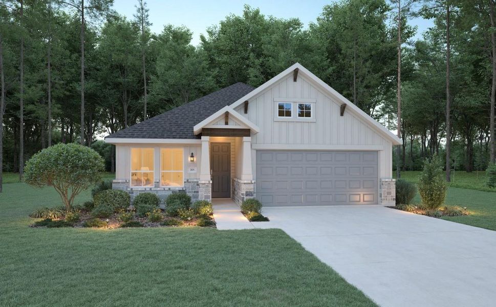 Front exterior of a new home in , Rosharon, TX, highlighting curb appeal (Image 1). Front exterior of a new home in , Rosharon, TX, highlighting curb appeal (Image 1).