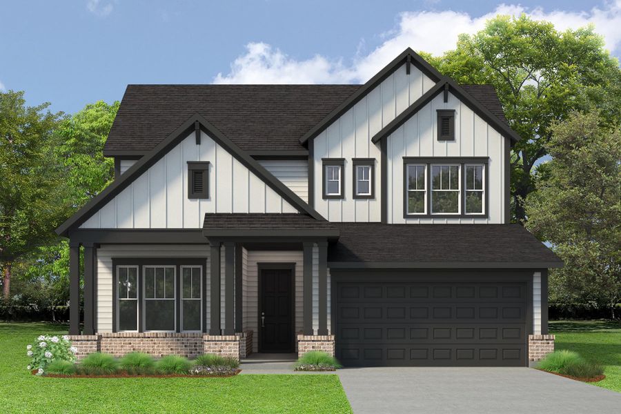 Representative exterior photo of a completed home built from the The Lavender by David Weekley Homes in Two Step Farm 50', Montgomery, TX (Image 14). Representative exterior photo of a completed home built from the The Lavender by David Weekley Homes in Two Step Farm 50', Montgomery, TX (Image 14).