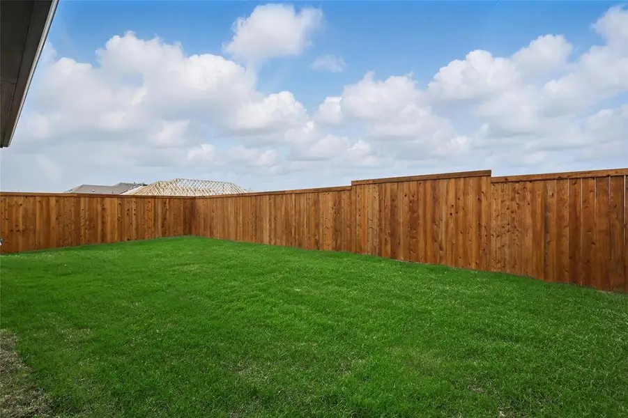 View of fenced backyard