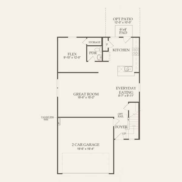 2D floor plan layout for the Harris by Pulte Homes in Solana, Durham, NC (Image 3).