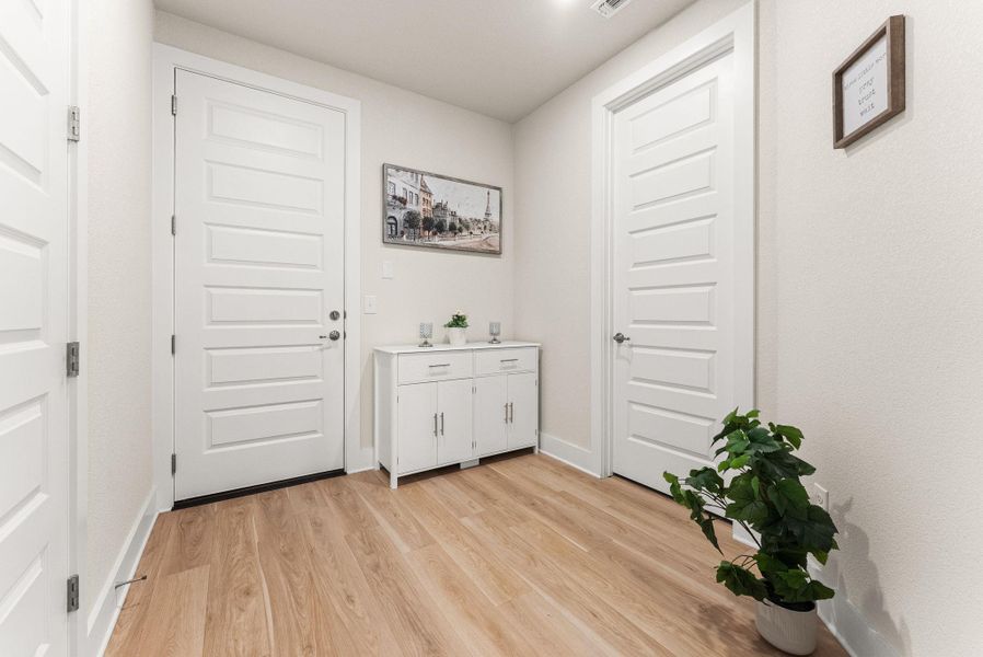 The mud room allows plenty of space to enter from the garage without going straight to the kitchen.