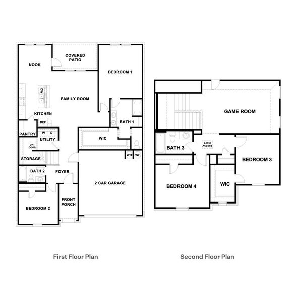 2D floor plan layout of this home in Rosenbusch Ranch, Leander, TX (Image 2).