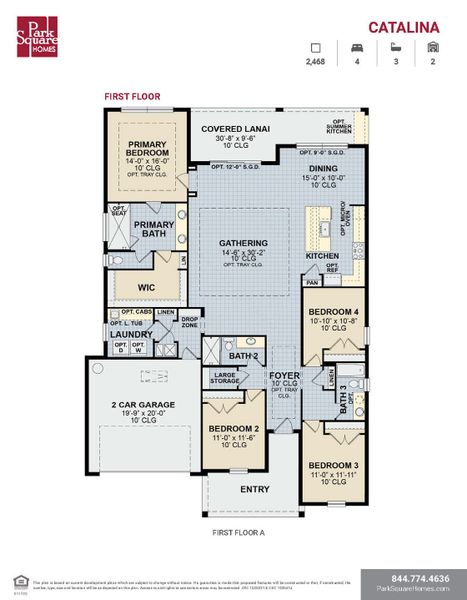 2D floor plan layout for the Catalina by Park Square Residential in Tamarack at Two Rivers, Zephyrhills, FL (Image 3).