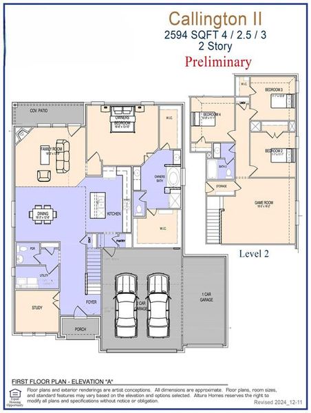 Callington II Floor Plan - Page 1 (3 Car) Preliminary Representative Callington II Floor Plan - Page 1 (3 Car) Preliminary Representative