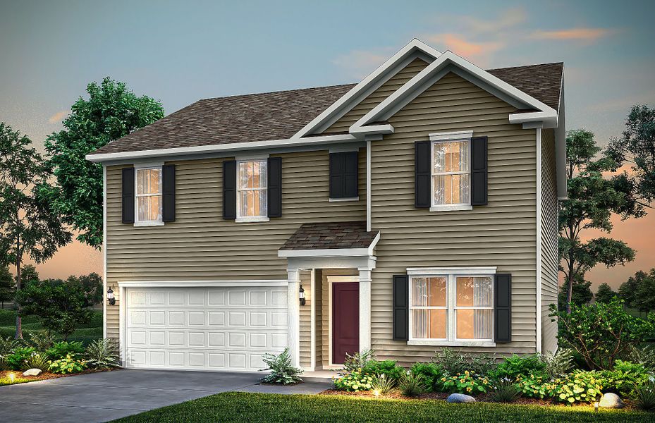 Front exterior of a new home in Hamlet at Carothers Crossing, La Vergne, TN, highlighting curb appeal (Image 26).