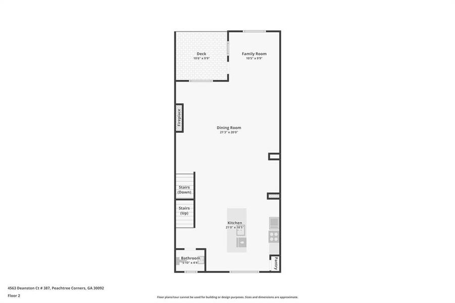 2D floor plan layout of this home in Waterside Townhomes, Peachtree Corners, GA (Image 5).