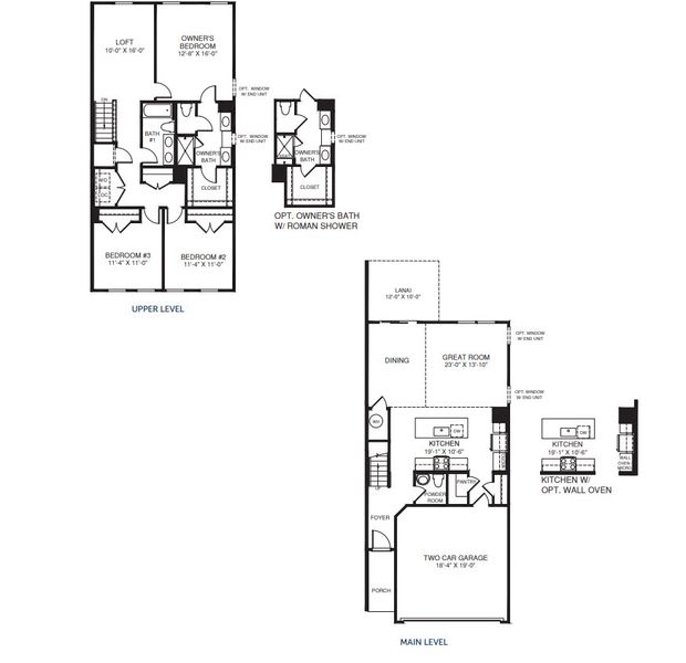 2D floor plan layout for the Palm by Ryan Homes in Lakeside Preserve, Lakeland, FL (Image 2).