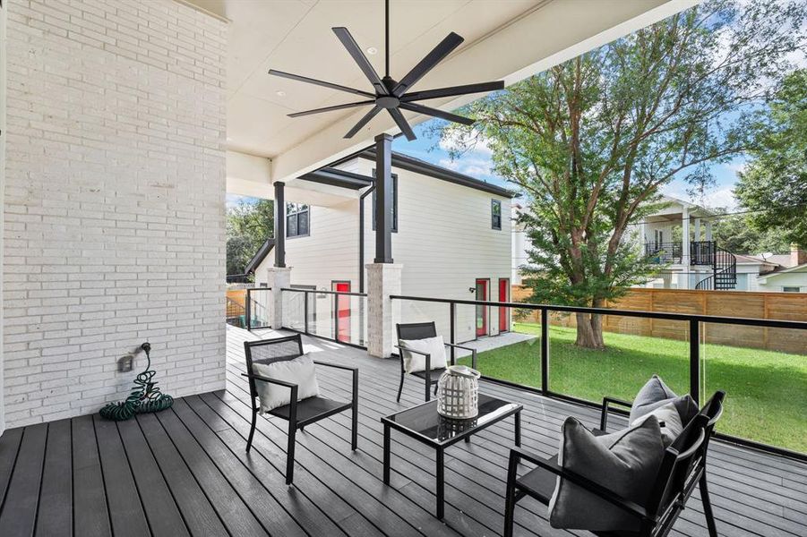 Welcome to the Beautiful Backyard Oasis! This outdoor living space offers multiple seating areas, ceiling fan to create cool breezes and all the works to ensure outdoor entertaining is always convenient and fun.