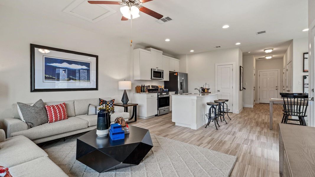 Furnished interior view inside a new home in Saddle Creek Twinhomes, Georgetown (Image 23). Furnished interior view inside a new home in Saddle Creek Twinhomes, Georgetown (Image 23).