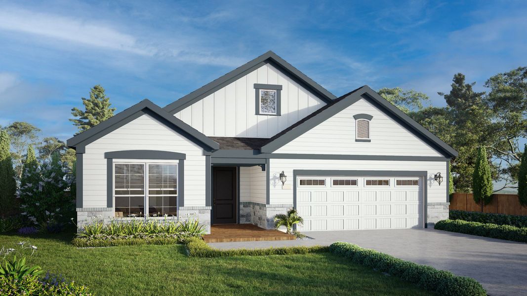 Representative exterior photo of a completed home built from the Portico by Epcon Communities in Winfrey Estates, Tomball, TX (Image 2). Representative exterior photo of a completed home built from the Portico by Epcon Communities in Winfrey Estates, Tomball, TX (Image 2).