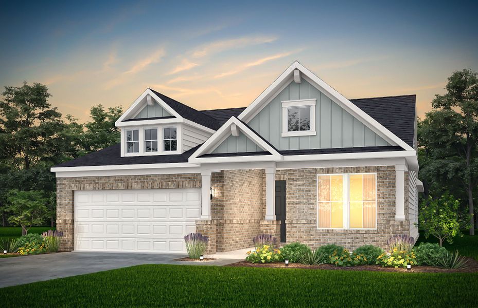 Representative exterior photo of a completed home built from the Mystique by Del Webb in Del Webb at Lake Oconee, Greensboro, GA (Image 2). Representative exterior photo of a completed home built from the Mystique by Del Webb in Del Webb at Lake Oconee, Greensboro, GA (Image 2).