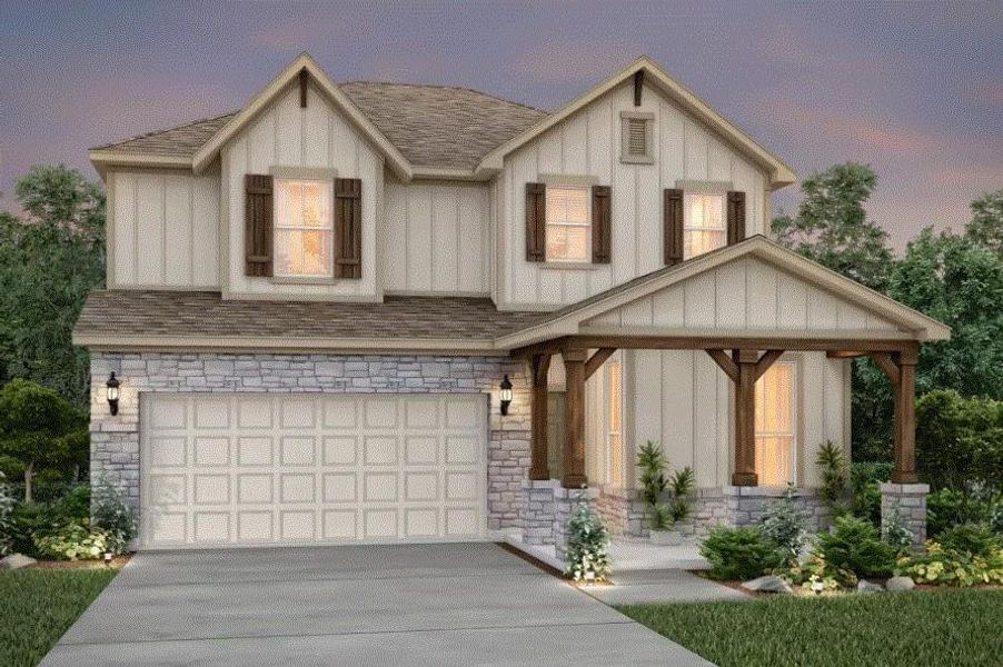 Pulte Homes, Lochridge elevation F, rendering