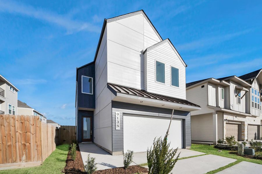 Front exterior of a new home in Piccolina, Houston, TX, highlighting curb appeal (Image 24).