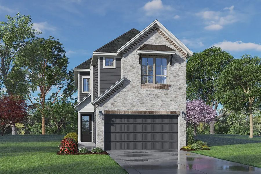 Representative exterior photo of a completed home built from the Chantilly by Chesmar Homes in The Woodland Hills Chateau, Willis, TX (Image 17).