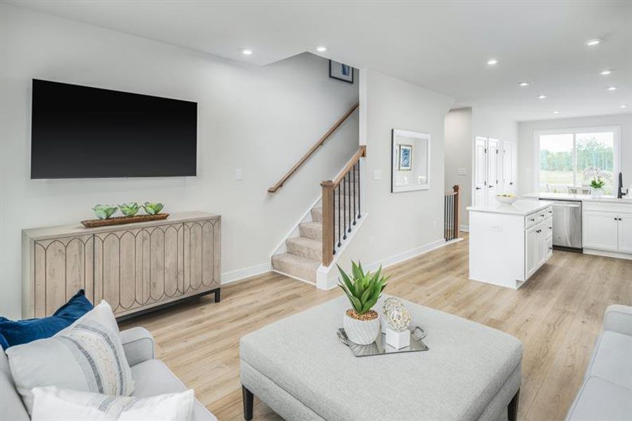 Representative furnished interior of a home built from the Clarendon 3 Story by Ryan Homes in Ashmore Square, Charlotte (Image 7).