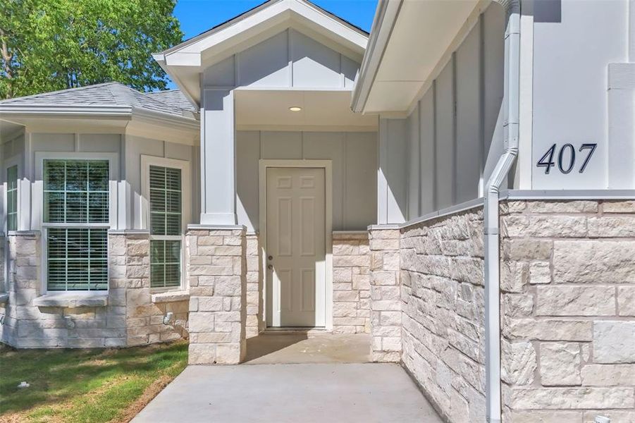 Upscale finishes, including stone