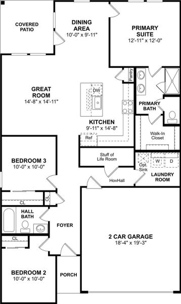 The Clyde II floor plan by K. Hovnanian Homes. 1st Floor shown. *Prices, plans, dimensions, features, specifications, materials, and availability of homes or communities are subject to change without notice or obligation.