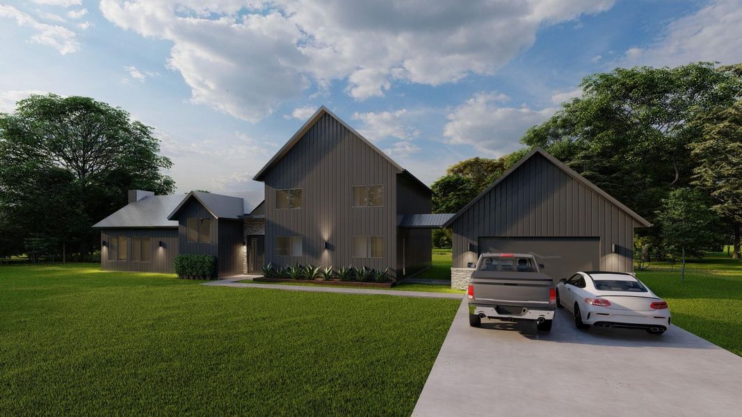 Rendering of the front of the home. Rendering of the front of the home.