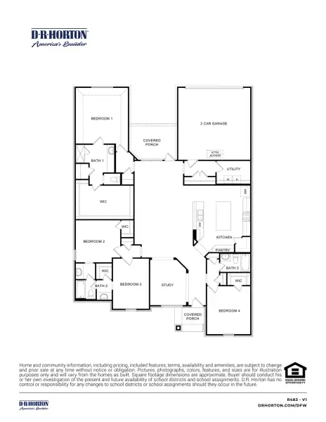 2D floor plan layout for the Seagraves by D.R. Horton in Boardwalk, Lancaster, TX (Image 3). 2D floor plan layout for the Seagraves by D.R. Horton in Boardwalk, Lancaster, TX (Image 3).