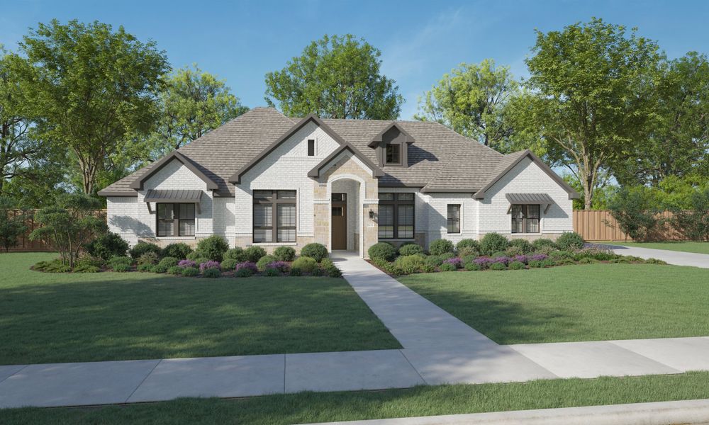 Representative exterior photo of a completed home built from the Wimberly by Centre Living Homes in Lakeway Estates, Waxahachie, TX (Image 4). Representative exterior photo of a completed home built from the Wimberly by Centre Living Homes in Lakeway Estates, Waxahachie, TX (Image 4).