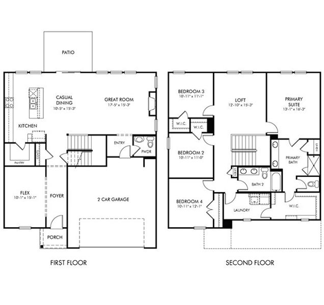 2D floor plan layout for the Dakota by Meritage Homes in Vickery Station, Woodruff, SC (Image 3). 2D floor plan layout for the Dakota by Meritage Homes in Vickery Station, Woodruff, SC (Image 3).